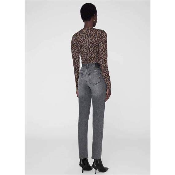 Anine Bing Sylvie Long Sleeve Bluse, Black & Brown Leopard 